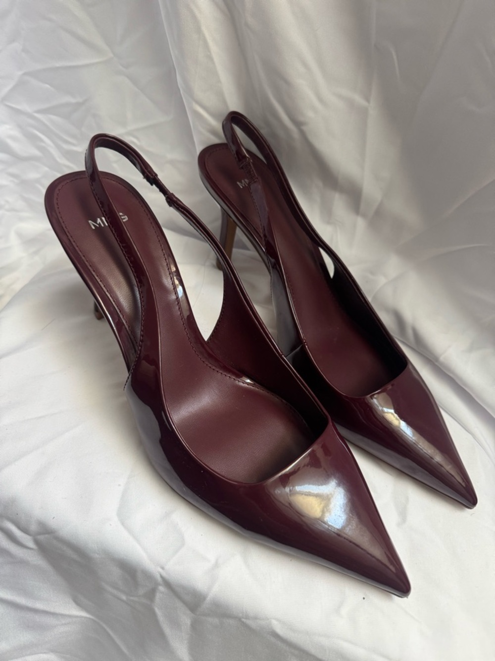 Mango Burgundy Patent Pointed-Toe Slingback Heels - Picture 4 of 5